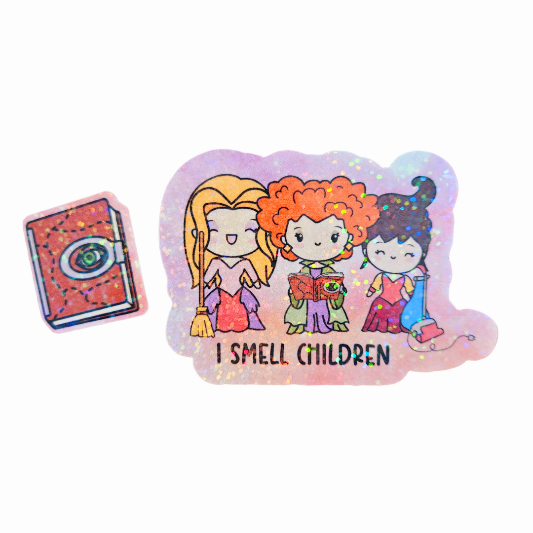 Hocus Pocus Cute Witches and BooOOOk Halloween Sticker Set (WATERPROOF)
