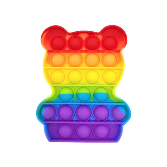 Rainbow Teddy Bear Bubble Push Pop Fidget Toy