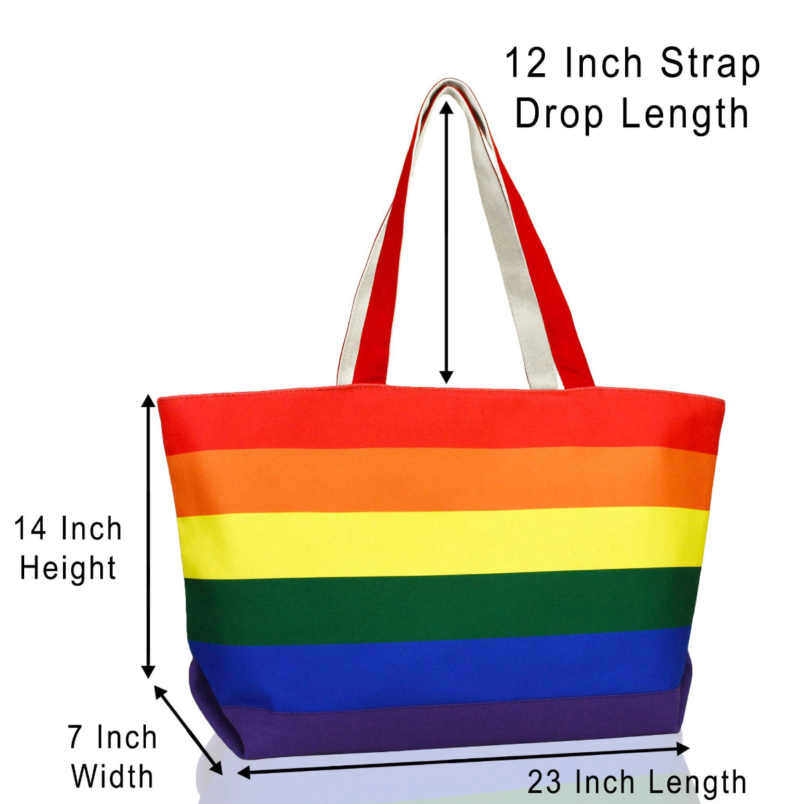 Rainbow Tote Bag with Zippered Top