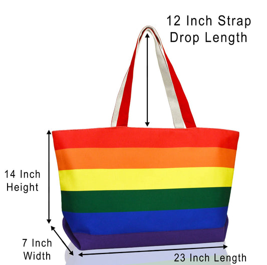 Rainbow Tote Bag with Zippered Top