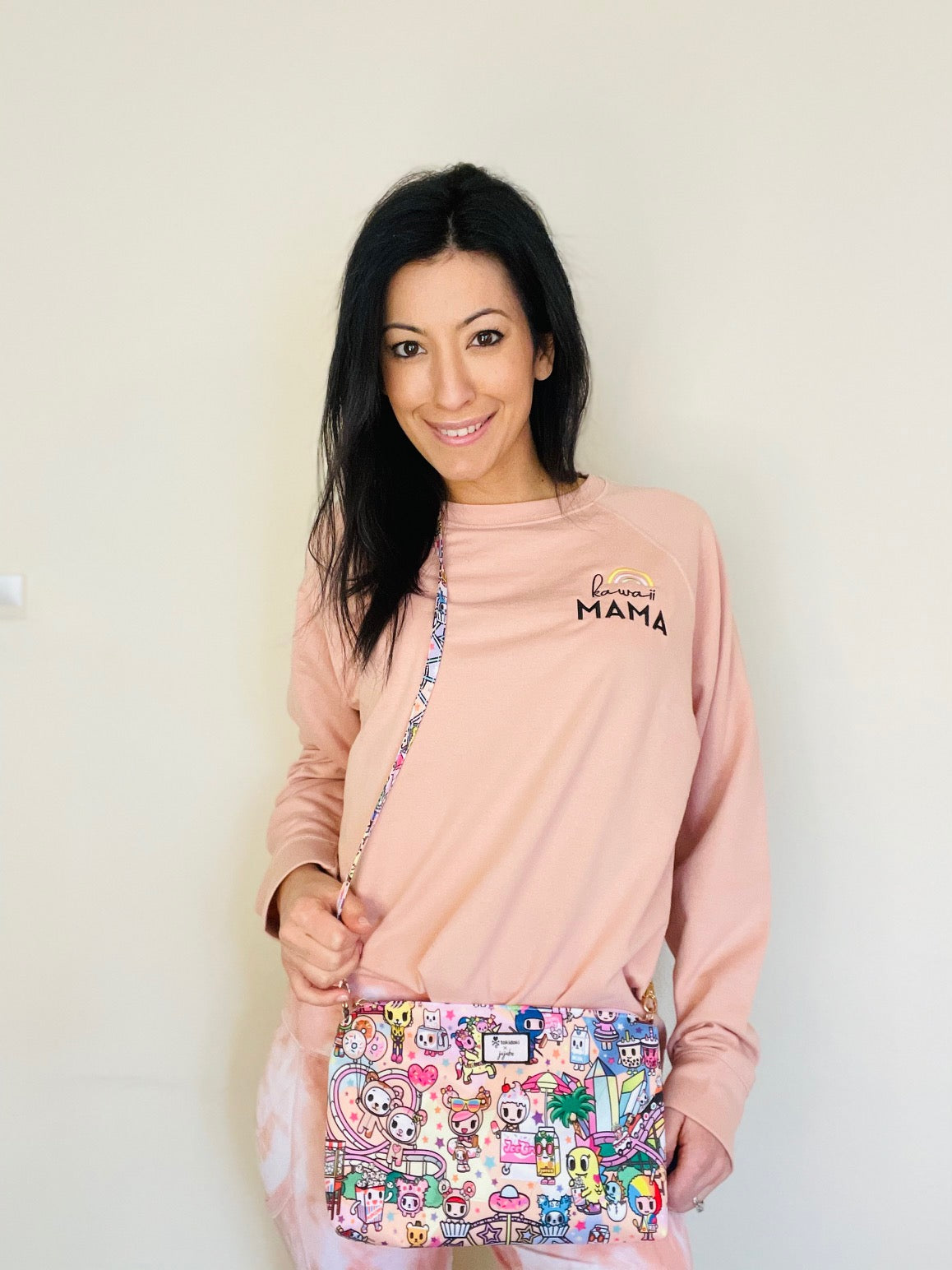 "KAWAII MAMA" UNISEX Lightweight Crewneck Sweatshirt - ROSE