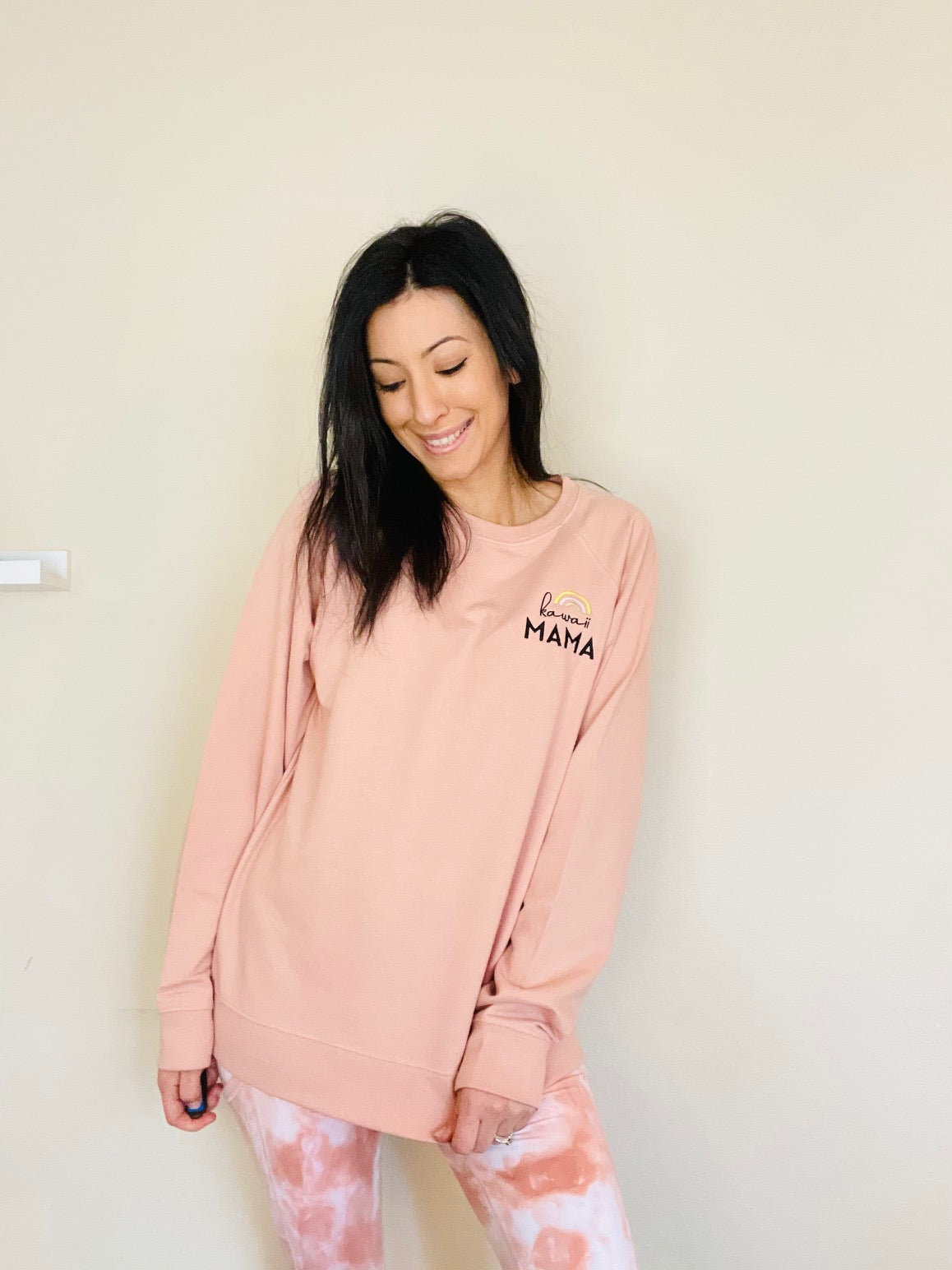 "KAWAII MAMA" UNISEX Lightweight Crewneck Sweatshirt - ROSE
