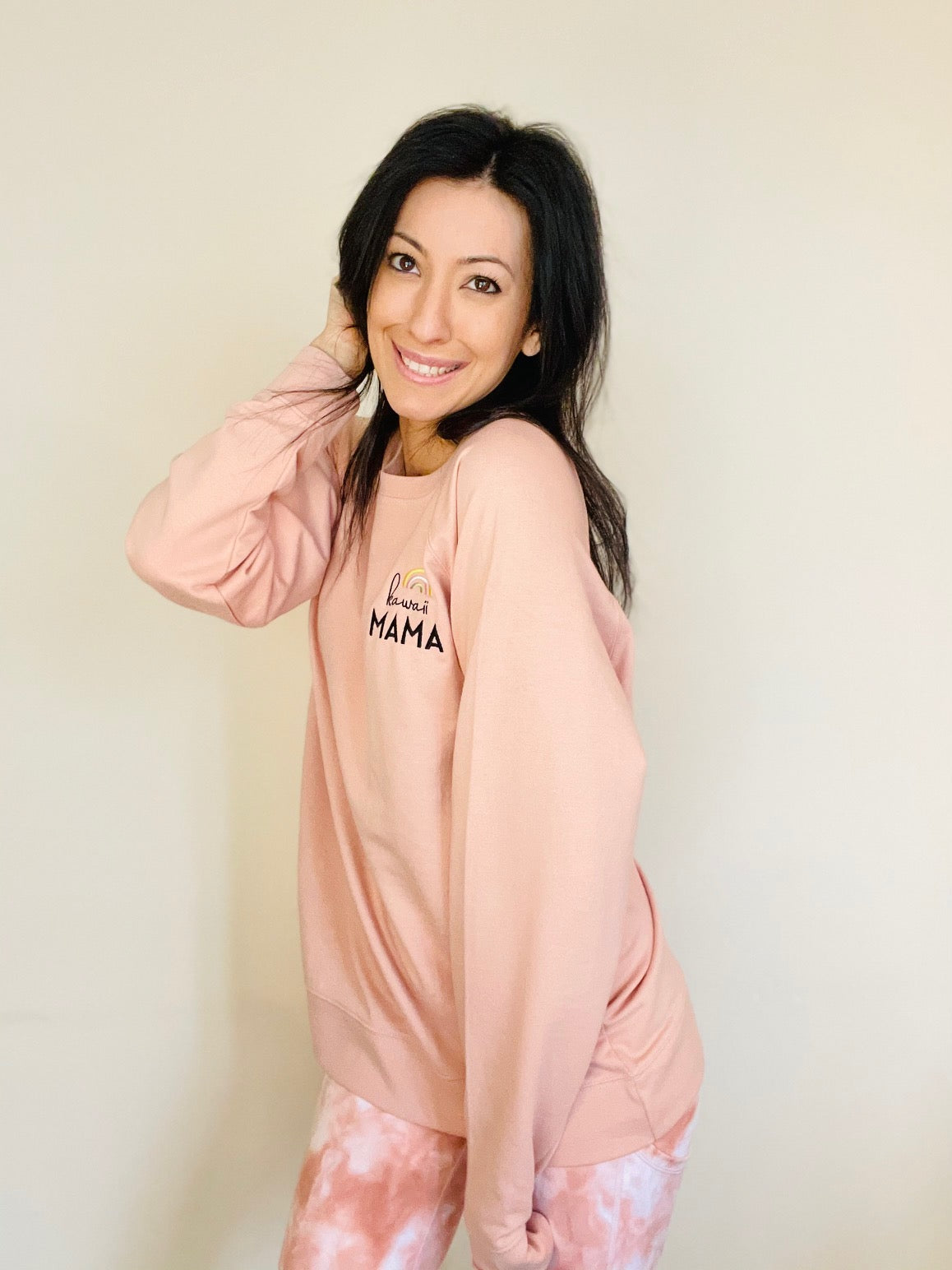 "KAWAII MAMA" UNISEX Lightweight Crewneck Sweatshirt - HEATHER GRAY