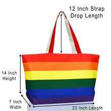 Load image into Gallery viewer, Rainbow Tote Bag with Zippered Top
