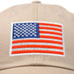 Embroidered American Flag Hat USA/Baseball Cap - Khaki