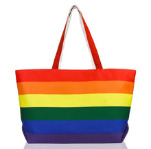 Load image into Gallery viewer, Rainbow Tote Bag with Zippered Top
