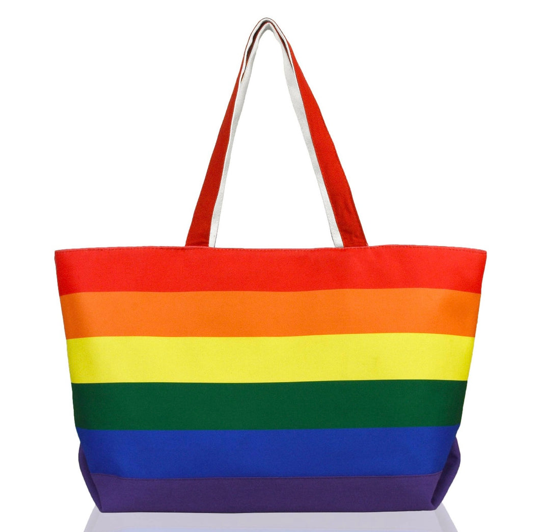 Rainbow Tote Bag with Zippered Top