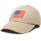 Embroidered American Flag Hat USA/Baseball Cap - Khaki