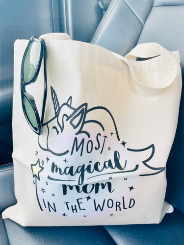 unicorn sparkle magical mom tote bag canvas tote